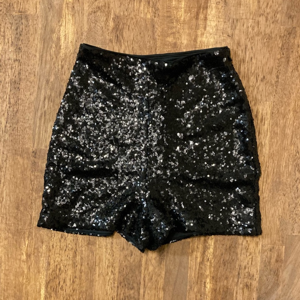 Black Sequined Shorts
